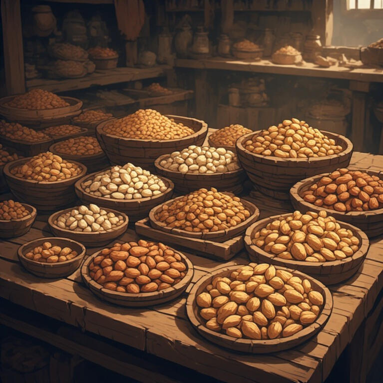 An AI-generated image of lighting supplies that include candles, parchment and stationery, envelopes, scrolls, quills, ink, and sealing wax.