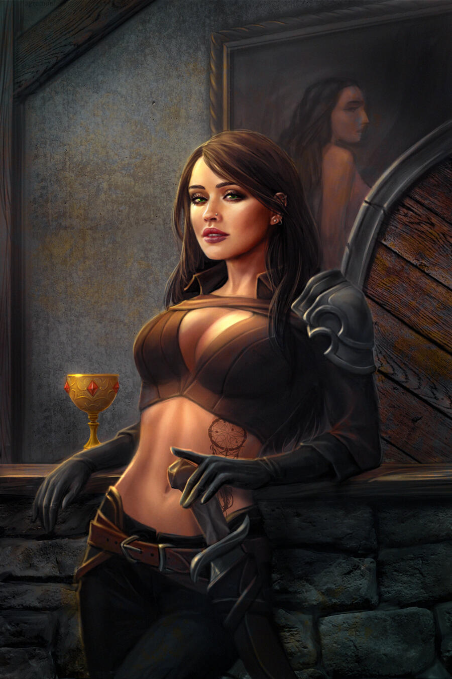 An AI-generated image of lighting supplies that include candles, parchment and stationery, envelopes, scrolls, quills, ink, and sealing wax.